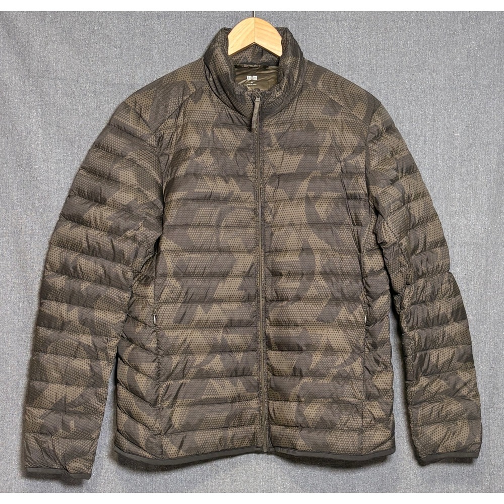 Uniqlo Ultra Light Down Extra Warm Jacket Olive Camo Dot Puffer Womens Medium